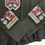 Free People X Marion Embroidered Thermal Waffle Knit Long Sleeve Cuff Top Black Photo 9