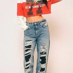 We The Free NWT Free People  McCoy Destroyed Straight Leg Jeans Photo 5