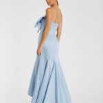 Mac Duggal Blue Strapless Bow Mermaid Gown Photo 8
