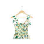 J.Crew Smocked Pineapple Print Tie Strap Tank Top Size M Cotton Summer Peplum Size M Photo 3