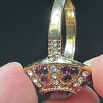 Water drop purple crystal CZ gold plated ring size 7.5 Photo 7