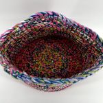 Handmade Knit Crochet Basket Handbag Yarn Colorful Tribal Classic Multicolor Photo 2