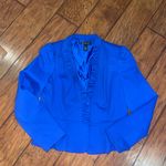 Inc international Elegant Blue Ruffled Women's Jacket blazer size large EUC INC Photo 5