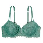 AUDEN TEAL UNLINED LACE BALCONETTE PLUNGE BRA — 32B Green Size 32 B Photo 0