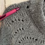 American Eagle  Women's Small  Gray Pointelle Knit Sweater Soft Cozy Boho Style Photo 3