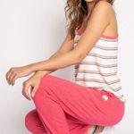 New PJ Salvage Happy Things smiley face banded Pajama Pants in Cherry Size L Pink Size L Photo 0