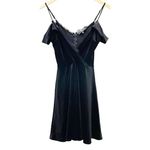 Lulus  Middle of the Night Black Velvet Off Shoulder OTS Mini Dress Size Small Photo 1