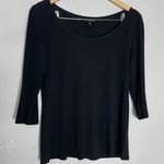 Eileen Fisher  Stretch Silk Jersey Round Neck Top Black Size M Long Sleeve Tee Photo 0