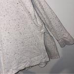 American Eagle Sweater Ribbed Speckled Long Sleeve V-Neck High Low Hem white M Photo 4