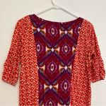 Anthropologie  AKEMI KIN Ikat Split Neck Top Orange / Red Aztec Embroidered Boho Photo 12