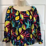 Women's Lemon Print Bardot Top Tabitha Brown 3/4 Sleeve XL Black Photo 4
