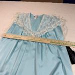 Lily Of France  Sleepwear Vintage Blue Satin Lace Trim‎ Nightgown Medium Photo 3