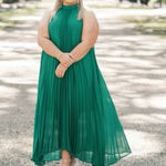 Impressions  Pleated Maxi Dress in Kelly Green Photo 0