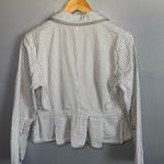 Sandro Paris Women's Jacket 100% Cotton Grey And White Seersucker Size M GUC Photo 3