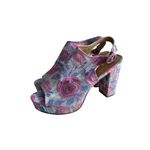 Ashley Stewart Rose Print Platform Slingback Heels Size 11W Photo 1