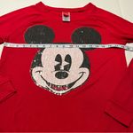 Disney  Womens Size Medium‎ 7 - 9 Red Mickey Mouse Face Clear Sequin Sweatshirt Photo 4