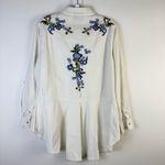 Lola P Embroidered White Cotton Boho Western Floral Button Front Top Size Large Photo 4