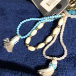 7 Pack Bracelets Blue/White/Gold Beaded Crystals Fringed NWT Blue Photo 5