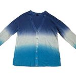 Talbots GIRLFRIEND CARDIGAN DIP DYE Ombré Blue Shades Size Large A10 Photo 2