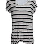 Cyrus  Woman’s Striped Short Sleeve Shark Bite Shirt size Large Photo 0