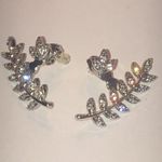 Silver Tone & CZ Rhinestones Stud & Floral Jackets Boho Pierced Earrings Photo 0