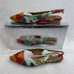 Matiko Hawaiian Print Slingback Pointed Toe Flats Tropical Shoes Size 37 White Photo 0