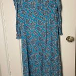J.Crew  ReImagined Long Floral Bohemian Button Dress Size 6. Teal Multic… Photo 8