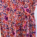 WRAP DRESS BOHO DESIGN BRIGHT BOLD PINK AND BLUES FLORALS SIZE SMALL/MEDIUM Photo 3