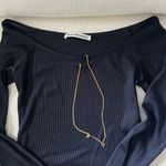 Alexander Wang Chain Embellished Off the Shoulder Black Long Sleeve Top Photo 4