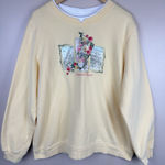 Breckenridge Vintage  Yellow Floral Embroidered Crew Neck Sweatshirt Size XL Photo 0