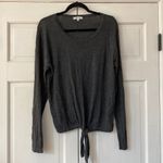 Madewell  Gray Modern Tie Front Sweater Size XL Grey Crew Neck Tie Long‎ Sleeve Photo 4