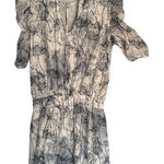 VERO MODA  Womens Dress Size XL White Black Short Sleeve Drop Waist Lined V Neck Photo 0