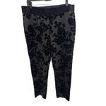 Liz Claiborne Liz‎ Claiborne Career Black Floral Velvet Flocked Stretch Dress Pants Size Large Photo 1