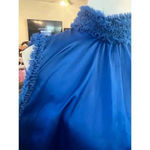 ZARA  womens blue sleeveless satin ruffled neck shirt size small Photo 4