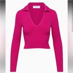 Aritzia NEW‎  Babaton sculpt knit ribbed top polo long sleeve pink Photo 3
