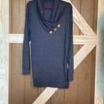Navy Cowl Neck Sweater with Button Detail. P2P 26 Photo 1