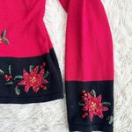 Y2K Red Poinsettia Zip Holiday Christmas Cardigan XL Photo 3
