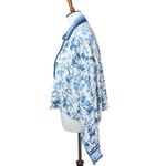 Magaschoni  Linen Blue White Floral Crop Boxy Button Down Blouse size XL Photo 3