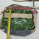 ebarrito Small Crossbody Leather Handbag Green Zebra Snake Print Multi Color Y2K Photo 4