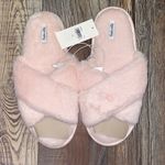 Splendid  Light Pink Fuzzy Cross Slide Slippers, NWT Photo 2