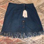 English Factory Fringe Denim Skirt  Photo 0