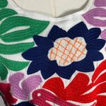 J.‎ Marie The Maya Top Womens Small Floral Bright Embroidered Birds Rayon Pink Photo 5