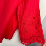 Chico's Chico’s 100% Linen Eyelet Sleeve Button Down Shirt Top Sz 18 Coral Red Photo 11