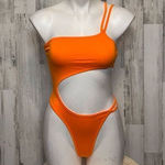 Orange Asymmetrical Cutout bodysuit size XSMALL Orange Photo 0