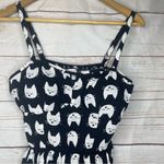 AUW A.U.W. • Black Mini Dress • Cat Print • Medium • Padded • White Cats Photo 1