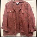 Cottage Clothing Inc 2 Piece 100% Linen Set Size M Boho Blazer Skirt‎ Floral Art Red Size M Photo 0