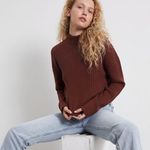 PacSun LA Hearts Ribbed Cropped Mock Neck Brown Sweater Photo 0