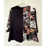Ali Miles Black Colorblock Abstract 3/4 Sleeve Tunic Top Modern Chic Sz PM Photo 1