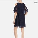 New Nanette Lepore Lace Cold Shoulder Swing Dress Dark Navy Mini Evening Formal Blue Size 2 Photo 2