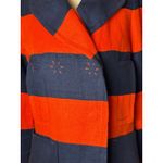 Sonia Rykiel Jacket Women Small Orange Blue Stripe Linen Double Breasted Blazer Photo 5